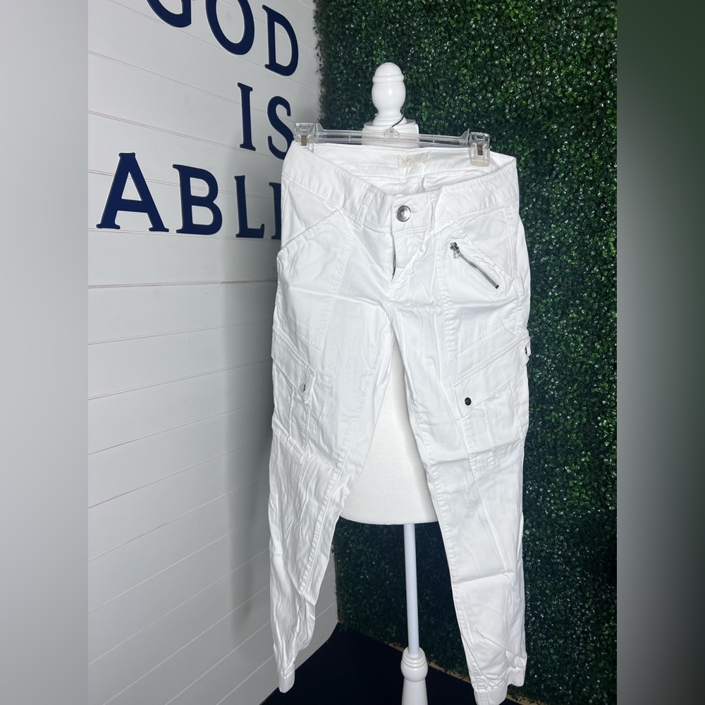 Jolt White High-Rise Pants with Cargo Details